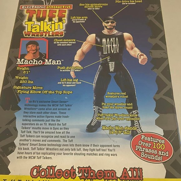 Macho Man Randy Savage WCW Tuff Talkin Wrestlers Action Figure Toybiz 1999 WWE- - Picture 11 of 12